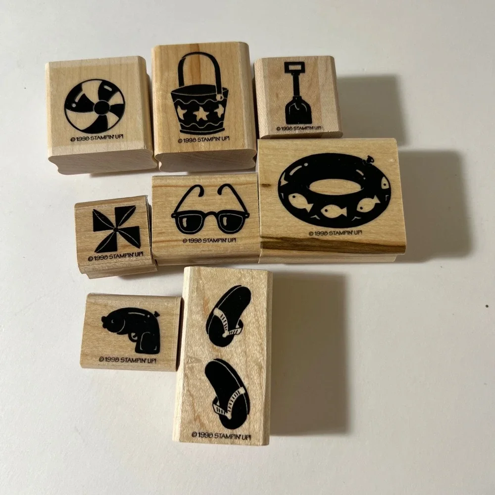 Vintage 1998 Stampin Up Fun in The Sun Beach Summer Rubber Stamps Set of 8 #5